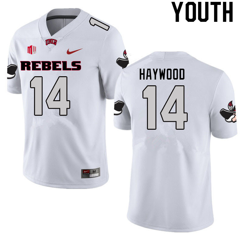 Youth #14 Jared Haywood UNLV Rebels College Football Jerseys Sale-White